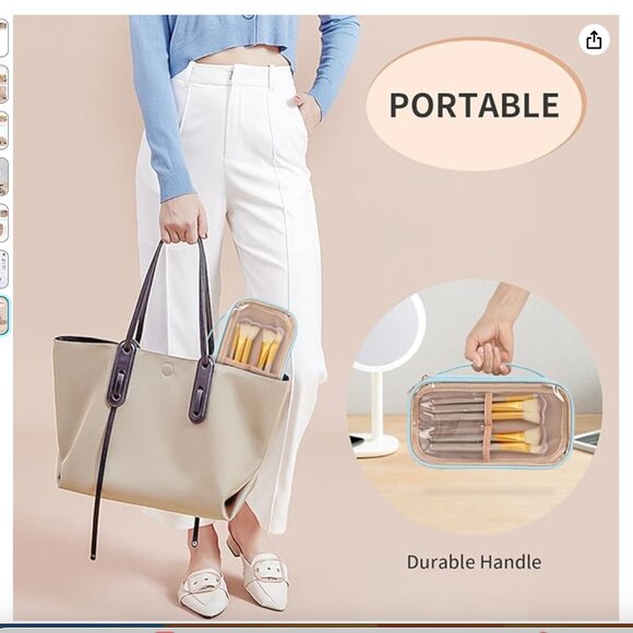 Clear Makeup Bag, Portable Makeup Storage Organizer Cosmetic Bag, Travel - Picture 9 of 9